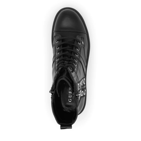 Guess Women's Combat Boots 6M Black Multi Those Logo Lace up Motorcycle Size Zip - Picture 2 of 15